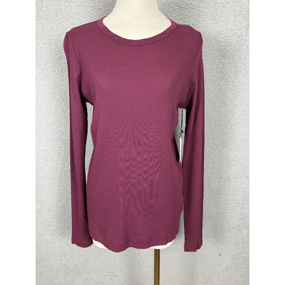 Velvet By Graham & Spencer Women's Long Sleeve Vintage Slub Tee XL Burgundy NWTs